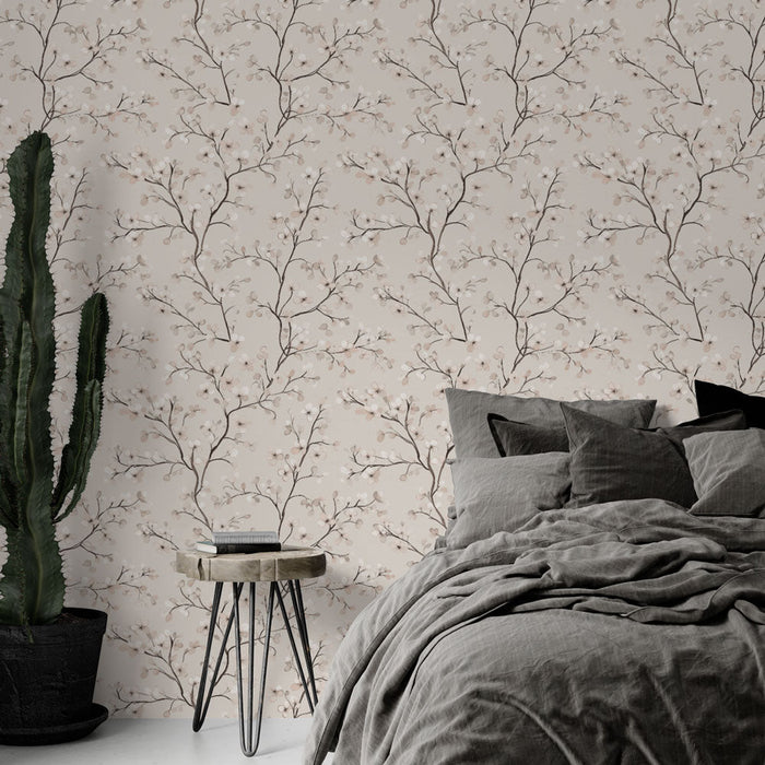 Papel de parede floral ramagens | Padrão natural elegante com flores delicadas