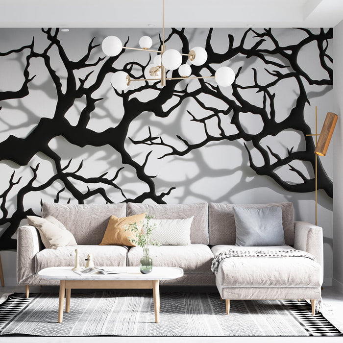 Tapeta black branches | Umělecký design větví s zajímavými stíny