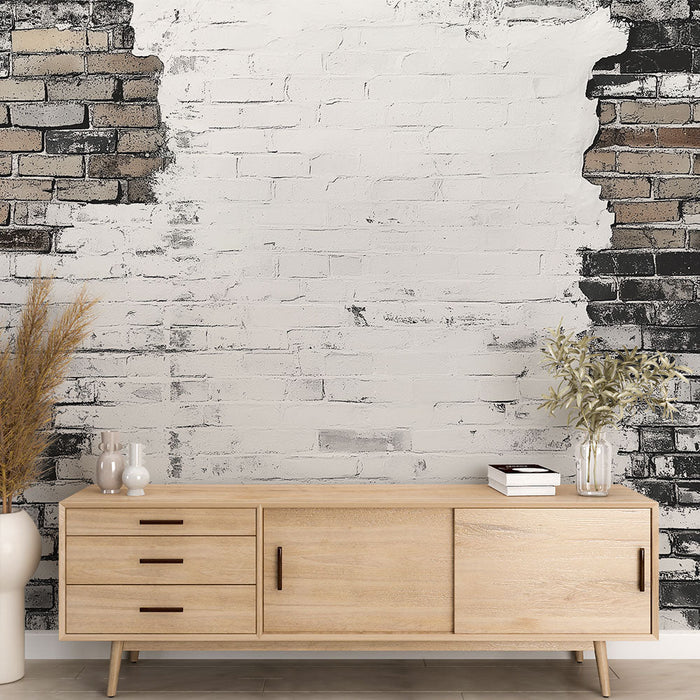 Тапет износена тухла | Стена от бели тухли с винтидж ефекти
