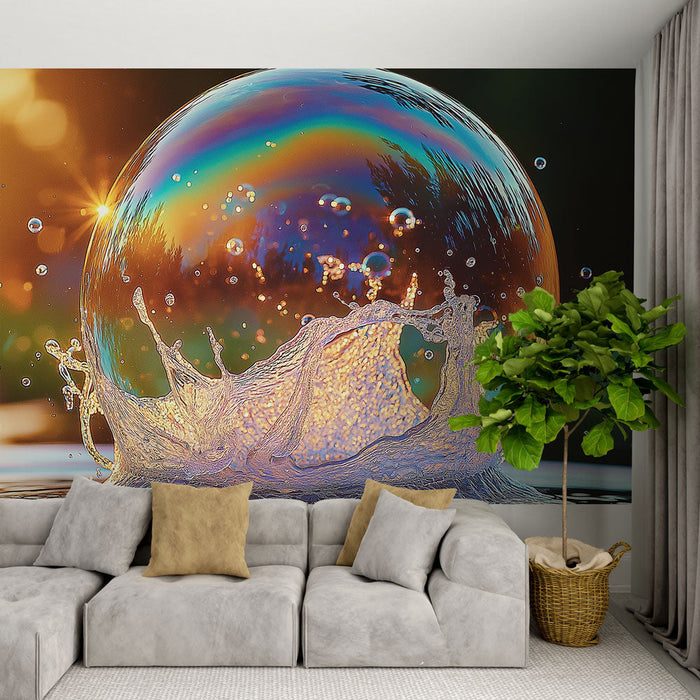 Papel pintado burbuja de agua | Estallidos de luz y colores vibrantes