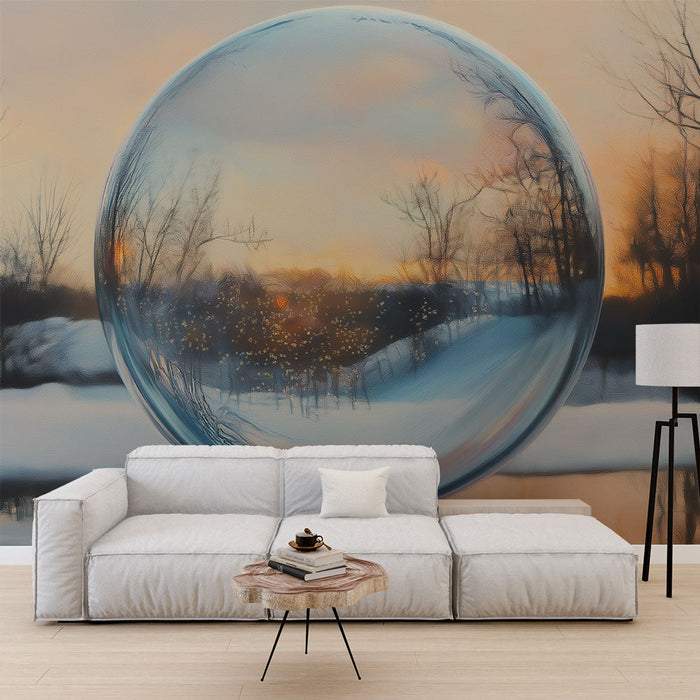 Mural Wallpaper bubble | Reflection of a winter sunset