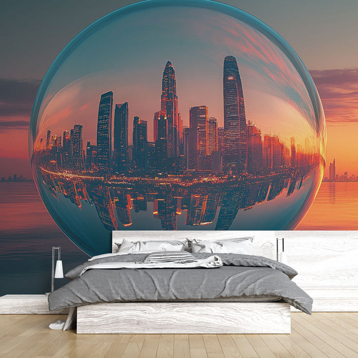 Carta da parati urban-bubble | Riflessioni architettoniche al crepuscolo