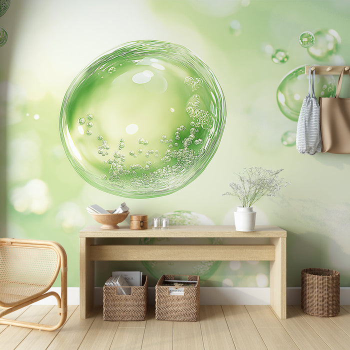 Papel pintado burbujas de agua | Ambiente fresco y relajante