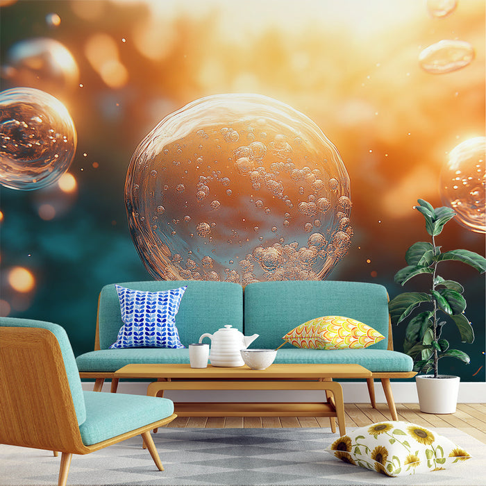 Papel pintado burbujas de agua | Ambiente brillante y transparente