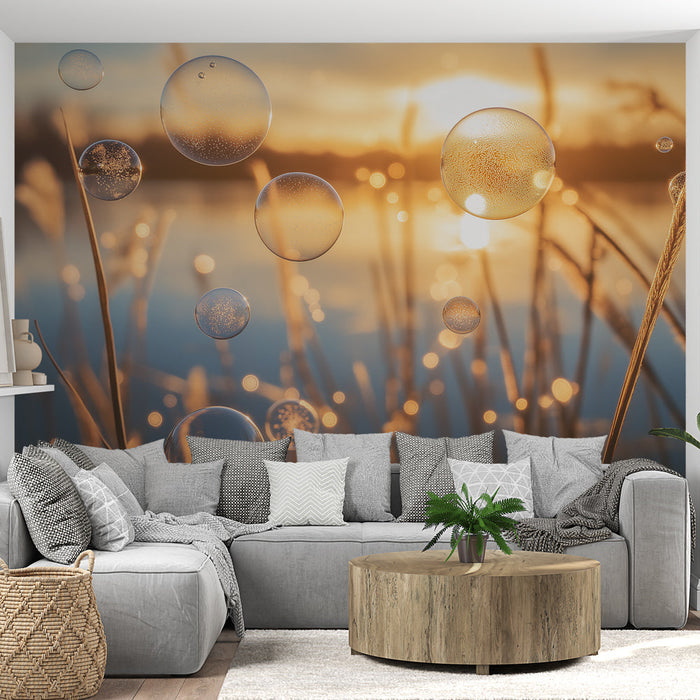 Тапет водни мехурчета | Есенен блясък край водата