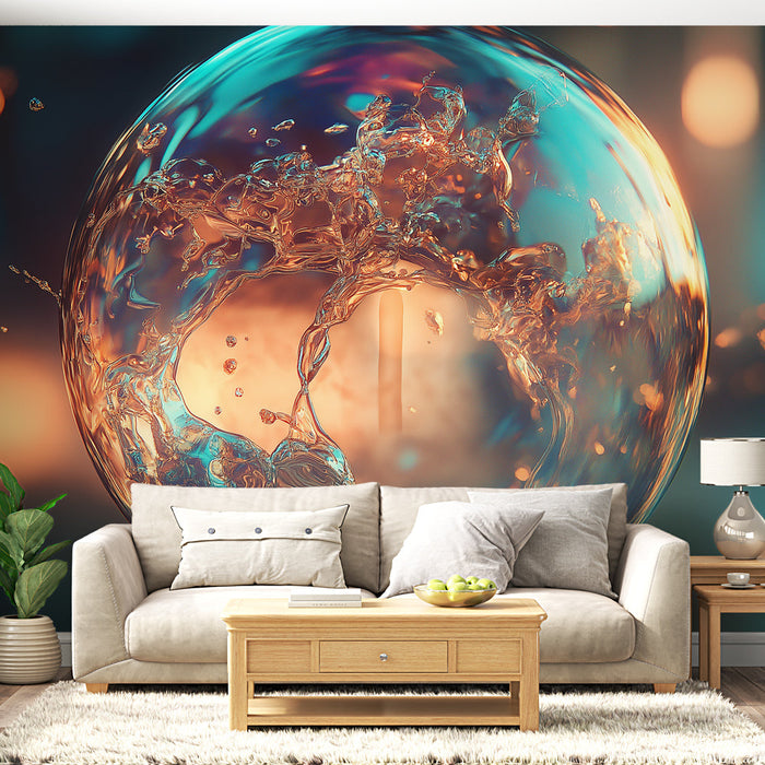 Carta da parati bolle d'acqua | Effetto acquatico moderno e colorato