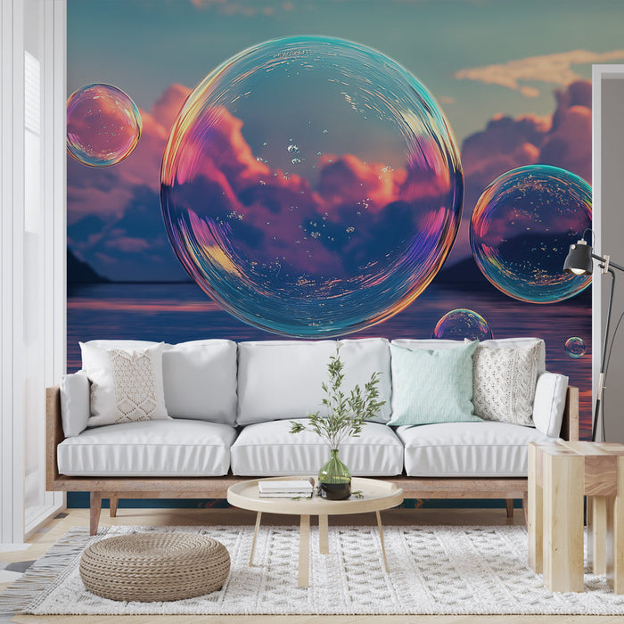 Carta da parati bolle d'acqua | Riflessioni colorate su un lago tranquillo