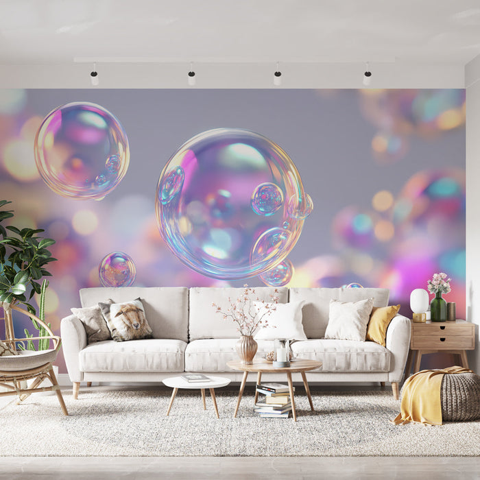 Papel pintado burbujas de jabón | Diseño colorido y etéreo