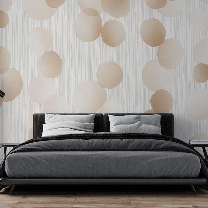 Carta da parati decorativa a bolle | Delicato motivo a cerchi in tonalità beige e crema