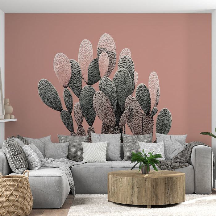 Foto Behang cactus | Cactus gestileerd op een zachte roze achtergrond