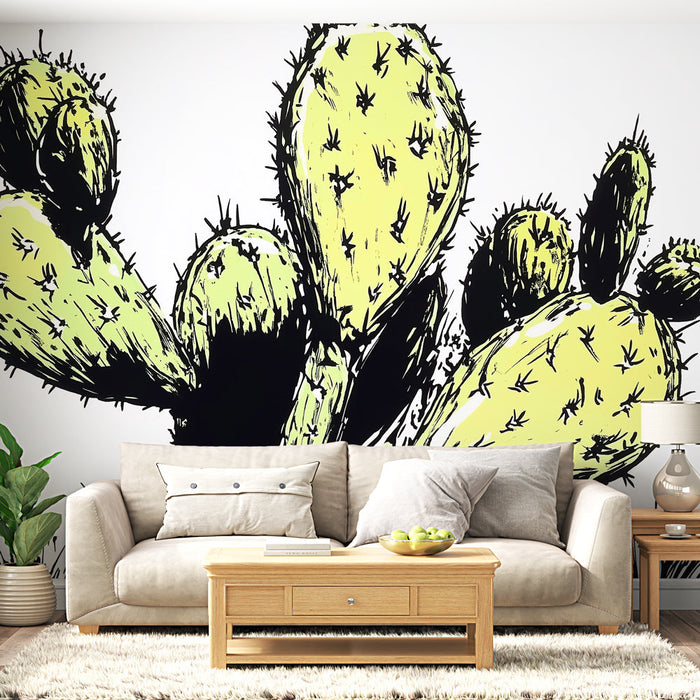 Papel pintado cactus | Ilustraciones estilizadas de cactus