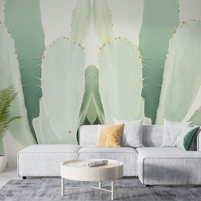 Tapete με κάκτο | Στιλιζαρισμένο μοτίβο κάκτου σε απαλούς τόνους