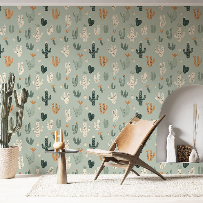 Fototapeet kaktused | Värvilised kaktusemotiivid pehmel taustal