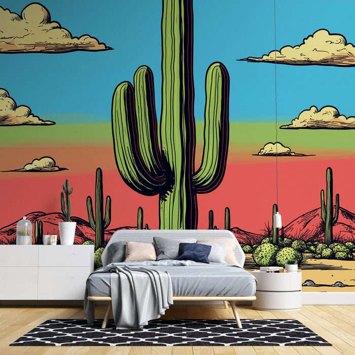 Papel pintado cactus | my-vibrant-cactus-landscape-in-the-desert