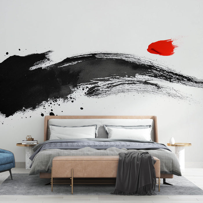 Mural Wallpaper Japanese Calligraphy | Touch of Red