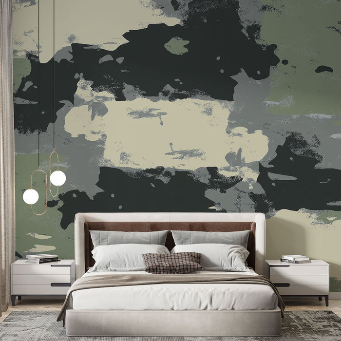Mural Wallpaper military camouflage | Graffiti style on wall