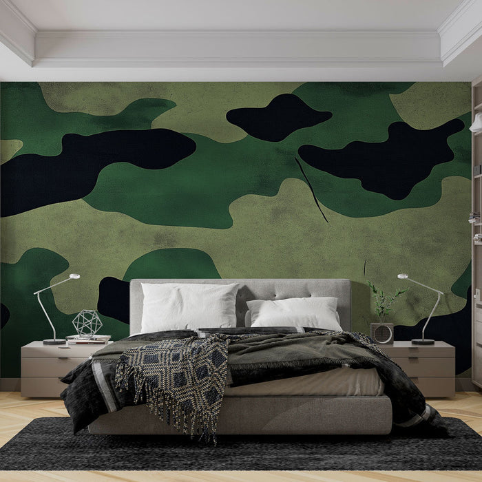 Military camouflage mural wallpaper | Old mesh texture