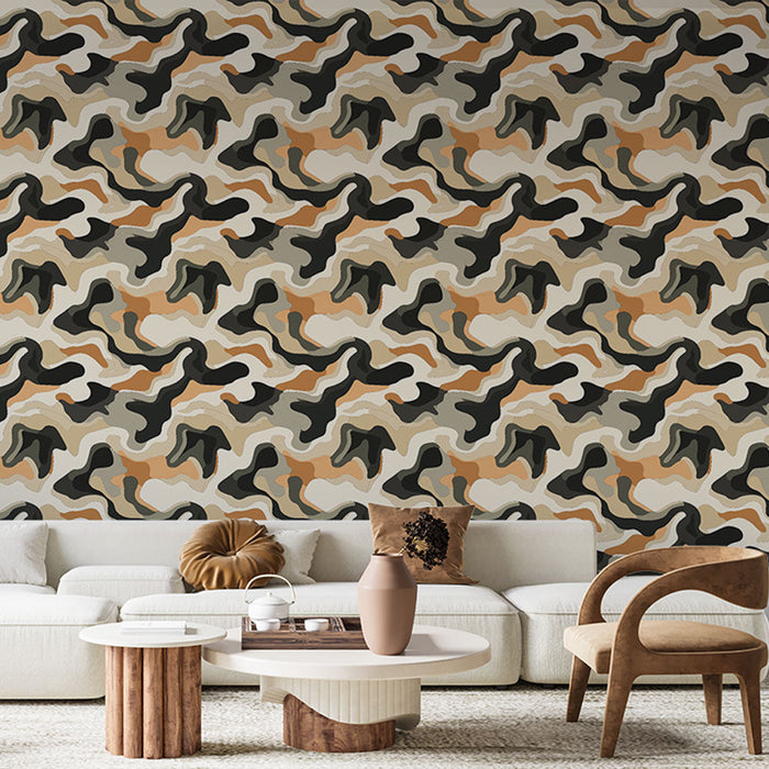 Mural Wallpaper camouflage | Abstract pattern with earthy tones and subtle contrasts