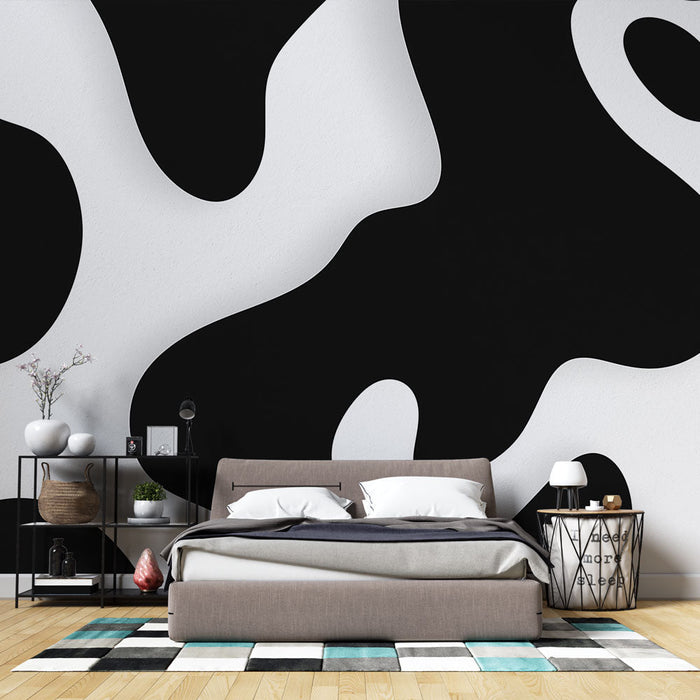 Mural Wallpaper camouflage | Must ja valge