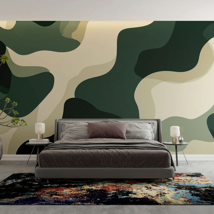 Mural Wallpaper kamuflasje | Nyanser av khaki og beige