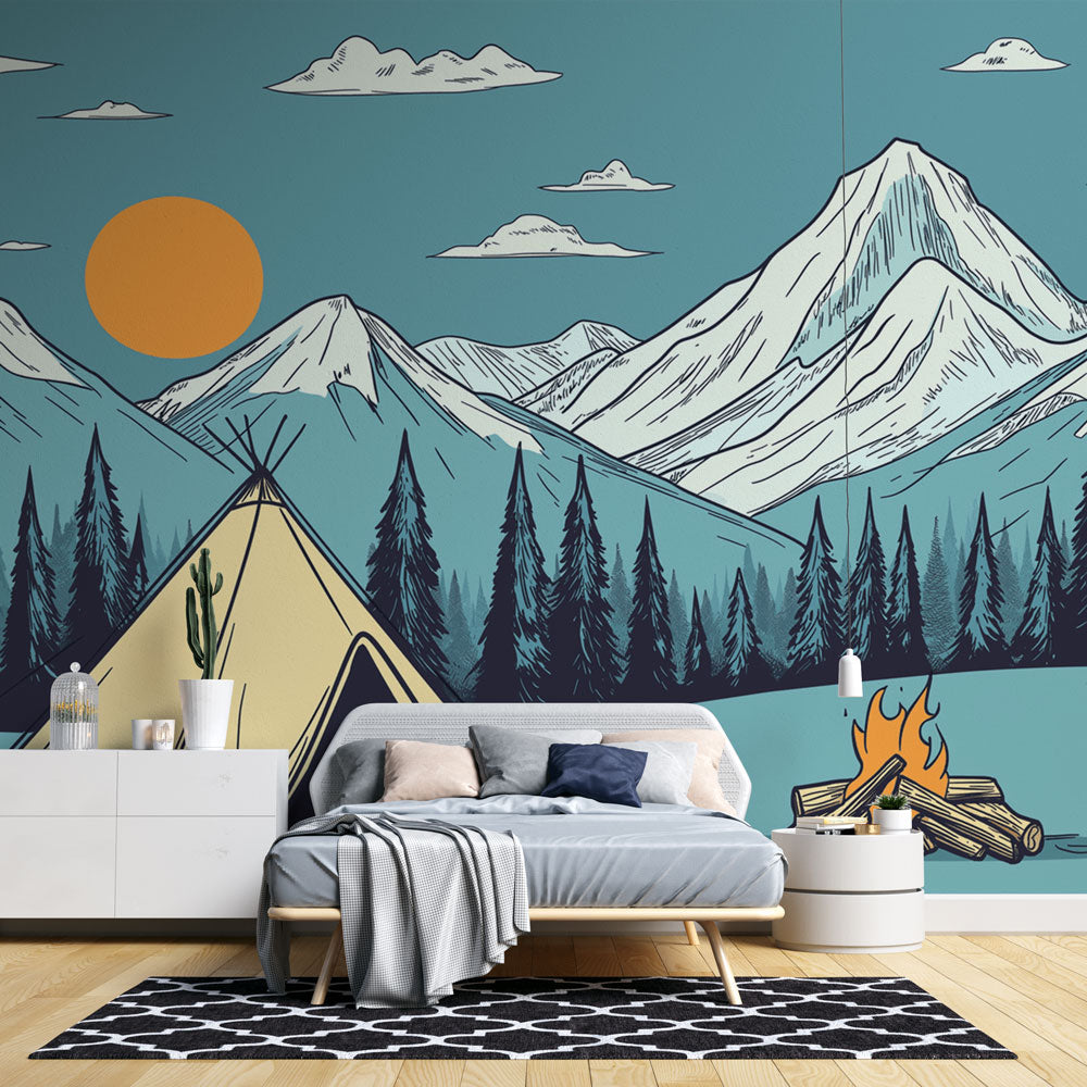 papier-peint-camping-scene-de-