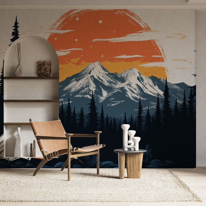 Maalritapet telkimine | Telk mäe päikeseloojangu all