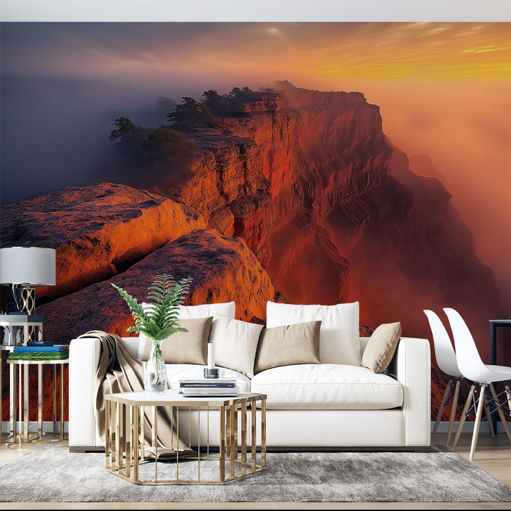 Carta da parati canyon | Tramonto su scogliere nebbiose — WonderMural, image size:1000x1000