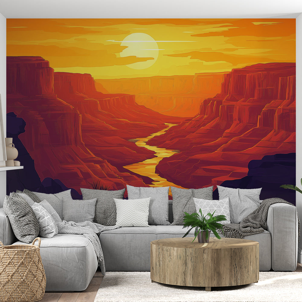 Carta da parati canyon | Tramonto su un maestoso canyon — WonderMural, image size:1000x1000