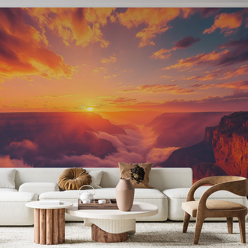 Carta da parati canyon | Alba spettacolare su un canyon nebbioso —  WonderMural, image size:1000x1000