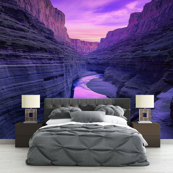 Mural Wallpaper canyon | Purple shades and soothing canyon landscape