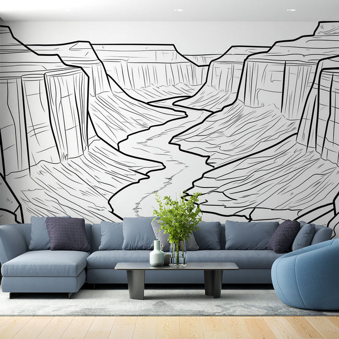 Papel de parede canyon | Paisagem de cânion com rio sinuoso