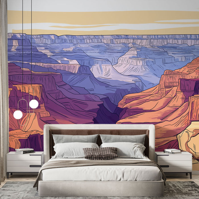 Mural Tapet canyon | Stilisert landskap av Grand Canyon i varme toner