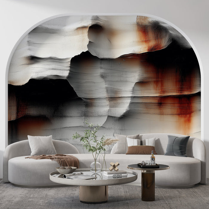 Mural Wallpaper canyon | Delicate textures in black, white, and warm shades