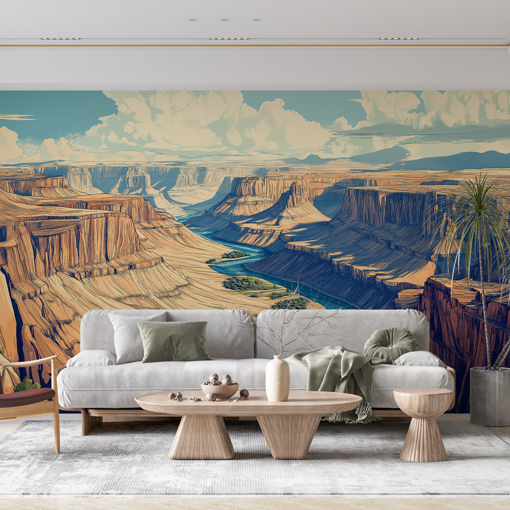 Carta da parati canyon | Vista panoramica di canyon e fiumi — WonderMural, image size:1000x1000