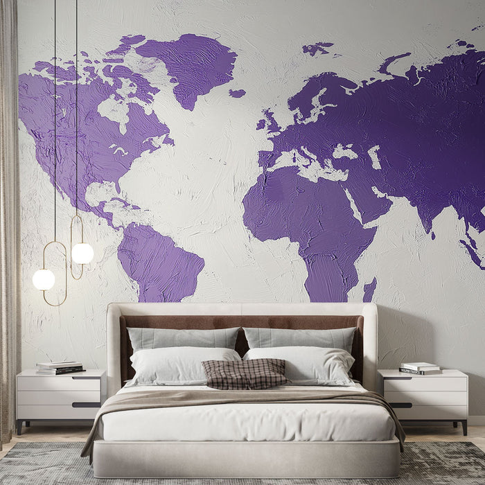 Foto Behang wereldkaart | Als een paars schilderij