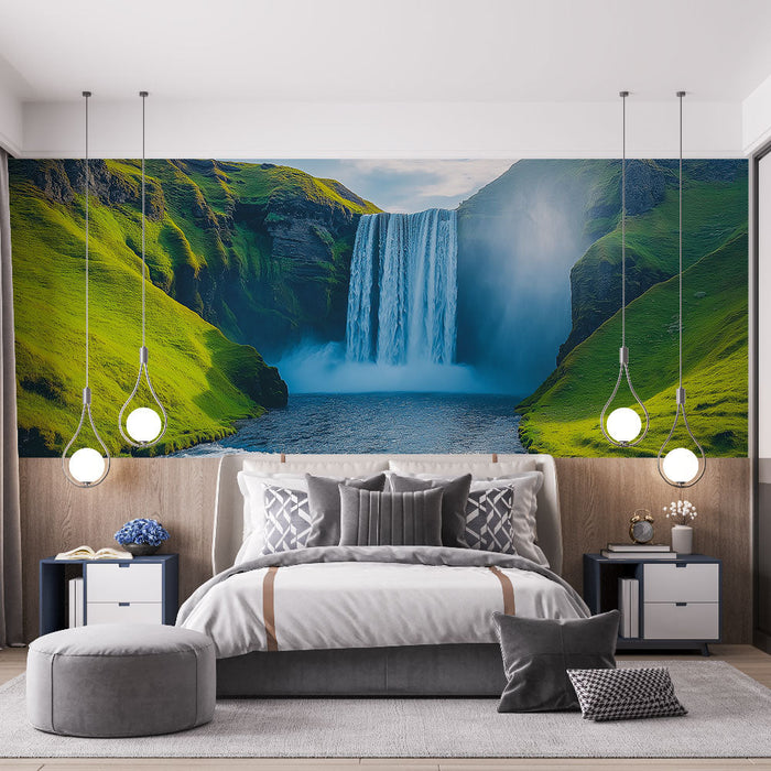 Tapet cascadă | Cascadă măreață înconjurată de peisaje luxuriante