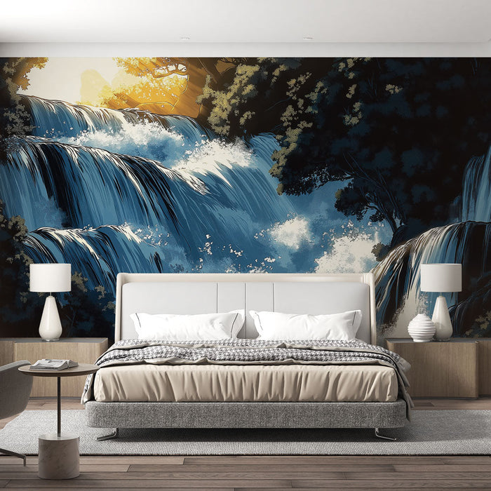 Fototapet foss | Stiliserte fosser og lysglimt