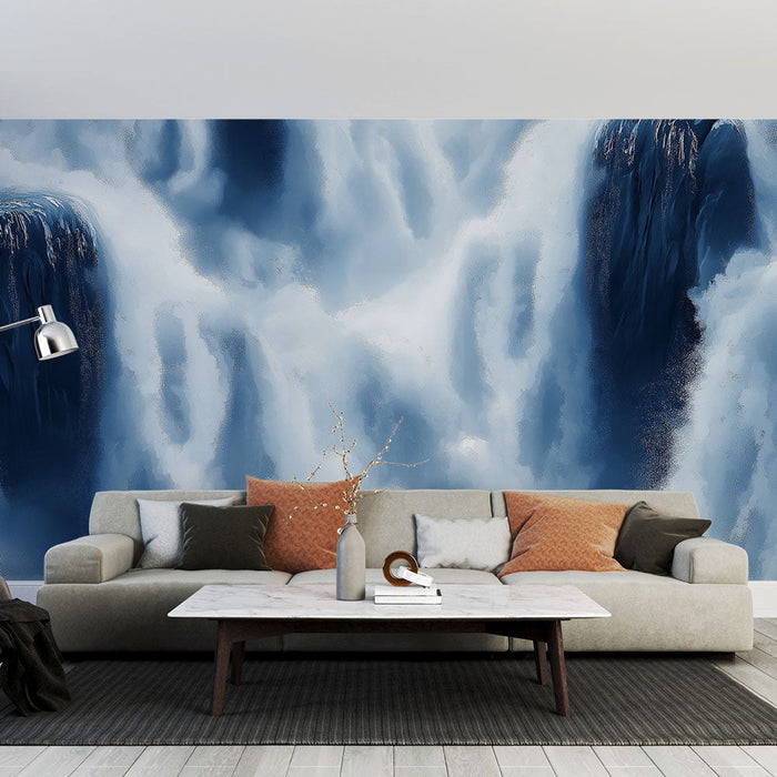 Maalitud tapeet juga | Rahustav kujutis jugadest sinistes toonides