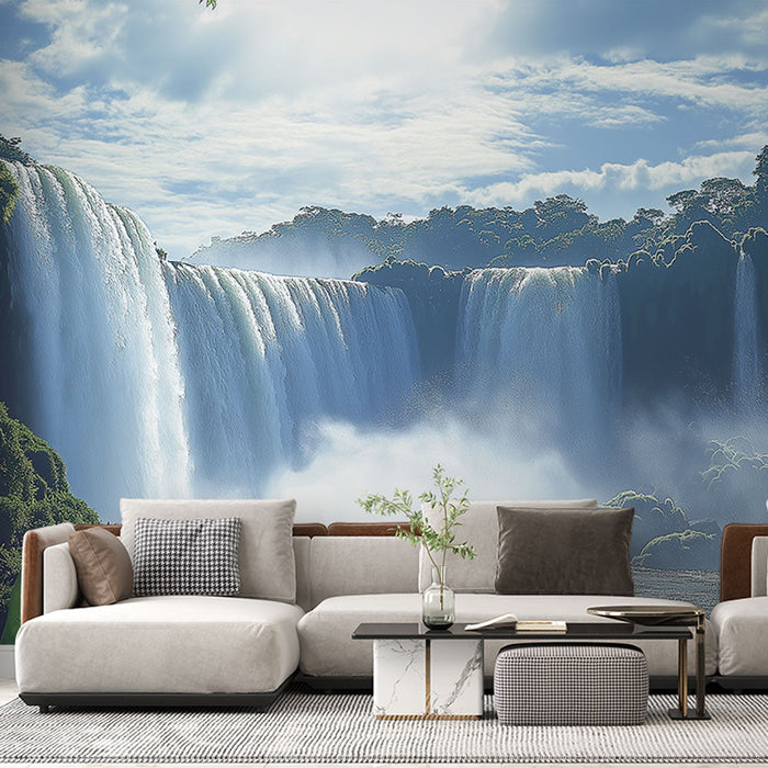 Tapete wasserfall | Majestätische Wasserfälle in einer üppig grünen Umgebung