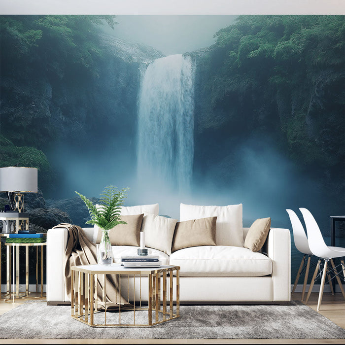 Maalitud seinavaip juga | Majesteetlik juga maastik udus