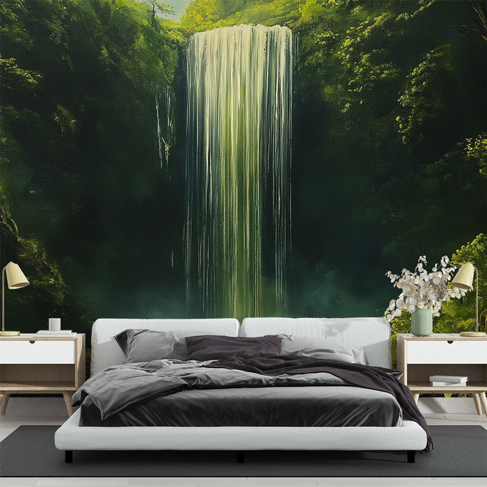 Papel pintado cascade | Lush landscape with a beautiful waterfall