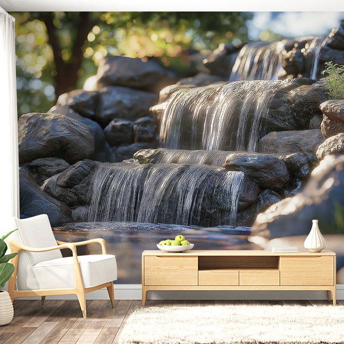 Maalitud tapeet juga | Loodusliku joa rahustav stseen