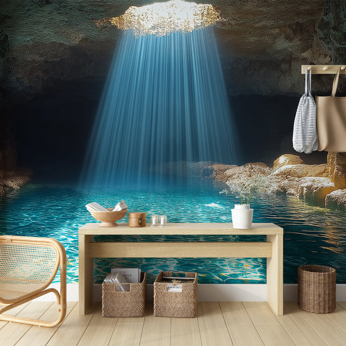 Seinamaalingu tapeet maa-alune juga | Maagiline valgus veekoopas