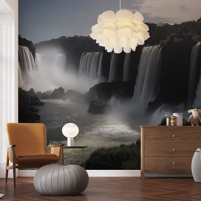 Tapet cascada | Vedere spectaculoasă a cascadelor într-un peisaj natural