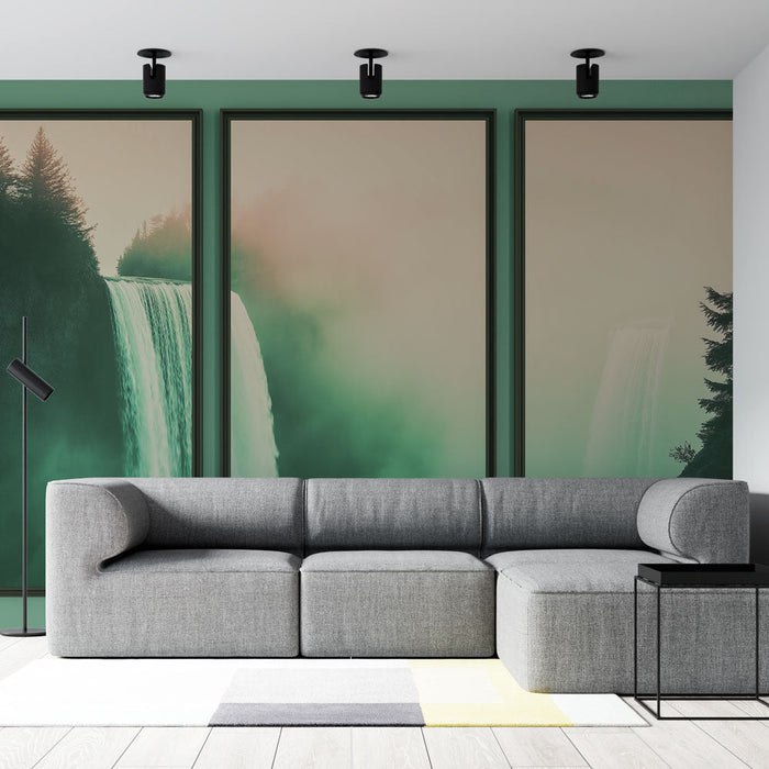 Fototapeet waterfall | Kolmikvaade võimsast joast veeprotsessis