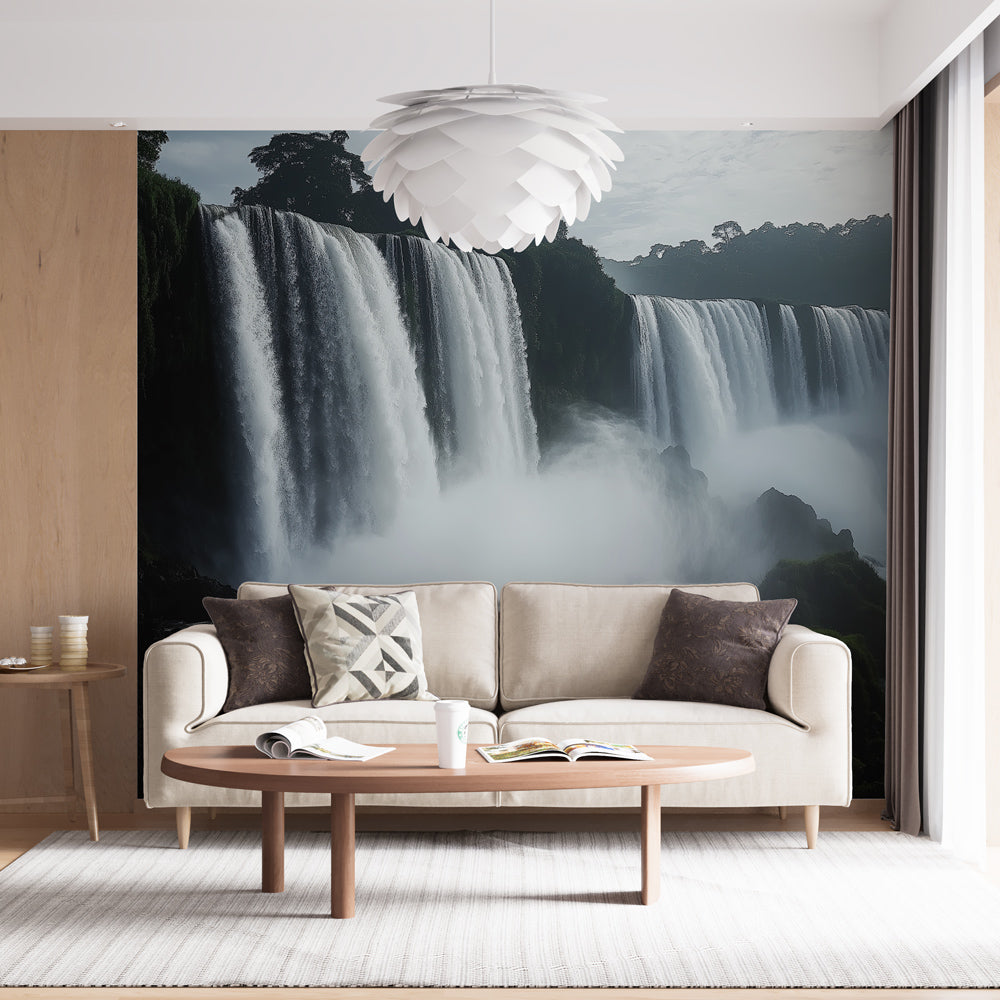 Papier Peint 3D Autocollant Forest Waterfall - Paysage Cascade Forêt - R1352