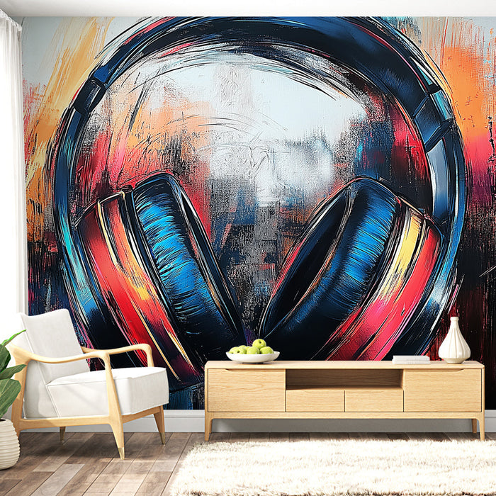 Mural Wallpaper artistic headphones | Colorful and modern design for an immersive experience