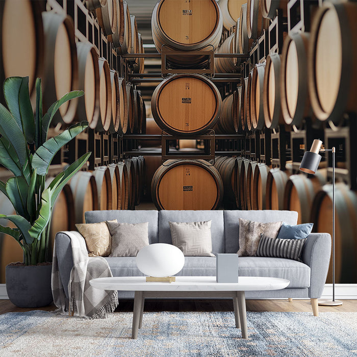 Ταπετσαρία κελάρι κρασιού | Ένας κομψός σχεδιασμός από ξύλινα δρύινα βαρέλια