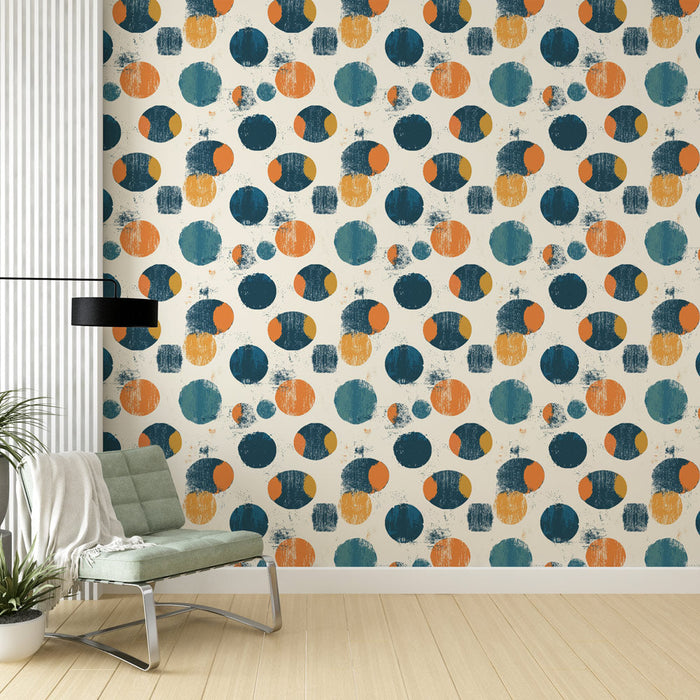 Fototapet farverige cirkler | Dynamisk mønster af teksturerede cirkler i levende farver