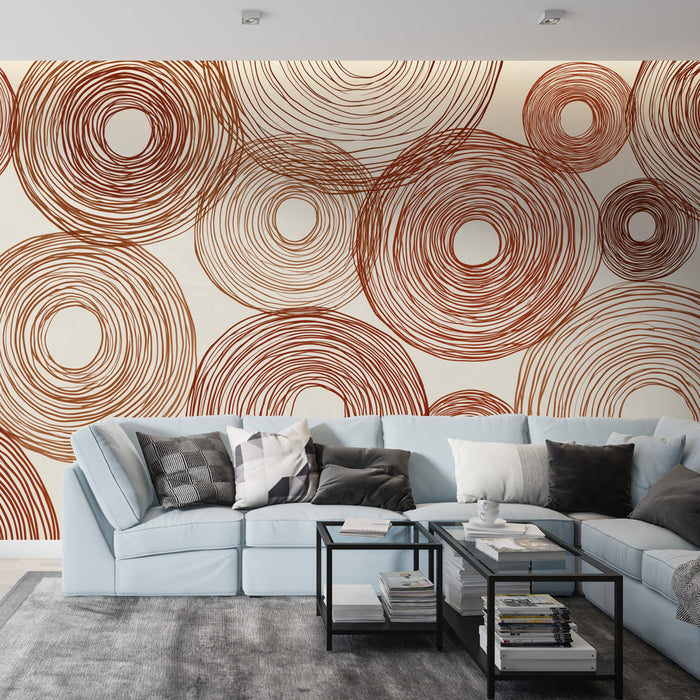 Papel de parede círculos enrolados | Padrões abstratos em tons terrosos